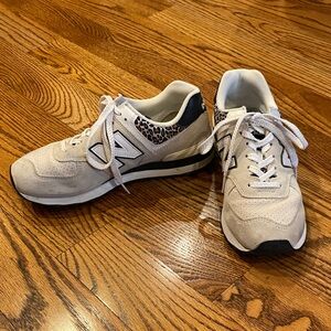 New Balance Women's Tan Sneakers with Leopard Accents 8.5
